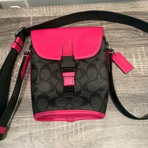 Coach Pink and Black Monogram Crossbody Bag